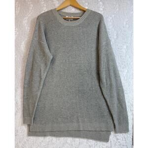 Six Crisp Days Soft Angora Blend Gray Oversized Side Slit Tunic Boho Sweater M/L